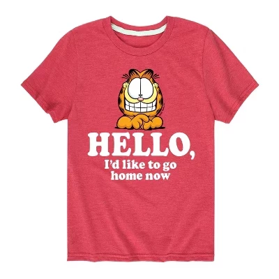 Футболка для мальчиков Garfield Hello Go Home Now, красная