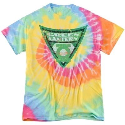 Мужская футболка Batman Bb Green Lantern Shield Tie Dye с радужной спиралью