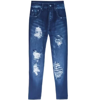 Джеггинсы для девочек Удобные бесшовные леггинсы с принтом distressed finish 2