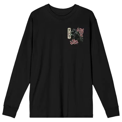 Черная футболка с круглым вырезом и длинным рукавом Cherry Blossoms для взрослых черная