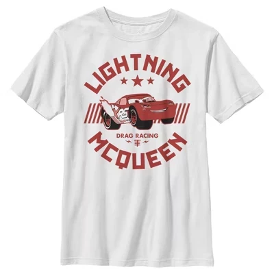 Футболка для дрэг-рейсинга Lightning McQueen для мальчика, белая