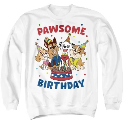 Мужская толстовка с круглым вырезом Paw Patrol Pawsome Birthday Cake белого цвета