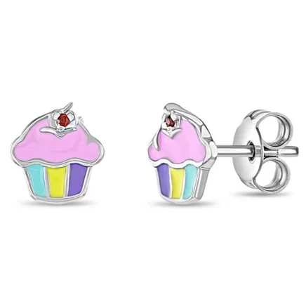 Серьги для девочек In Season Jewelry «Кекс», серебро 925