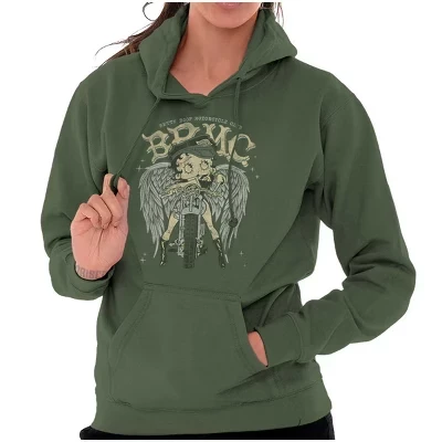 Женское худи Brisco Brands Betty Boop, крылья, зеленое