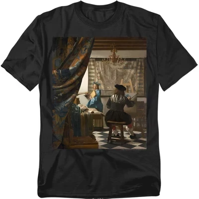 Мужская футболка Johannes Vermeer The Music Lesson, черная