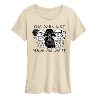 Женская футболка с коротким рукавом и рисунком The Dark Side Made Me Do It.