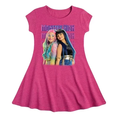 Платье Cleo & Mermaid Besties Fit & Flair с коротким рукавом и графичным принтом цвета Хизер фуксия