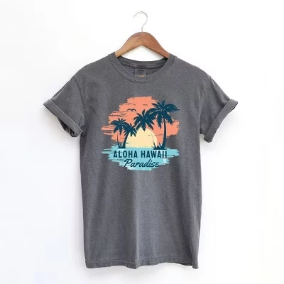 Женская футболка Aloha Hawaii с коротким рукавом, окрашенная в пепперный цвет