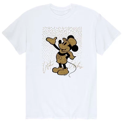 Мужская футболка с коротким рукавом Winter Wishes Mickey Sparkle и графическим рисунком белого цвета