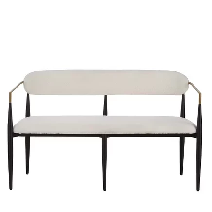 Piper Modern Обитый железным каркасом диванчик 55" с открытой изогнутой спинкой из черного/золотого букле