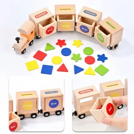 Детская деревянная игрушка-поезд Montessori, сортер