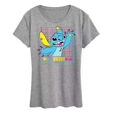 Женская футболка с коротким рукавом и рисунком Lilo & Stitch heather grey