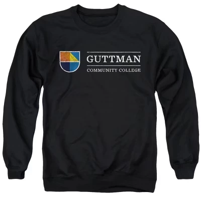 Мужская толстовка с круглым вырезом и логотипом Guttman Community College Distressed Primary черного цвета