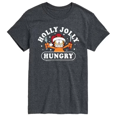 Мужская Рождественская футболка Holly Jolly Hungry с коротким рукавом и графическим рисунком heather charcoal