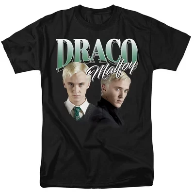 Футболка для взрослых Harry Potter Draco Malfoy Homage для взрослых Черный черный