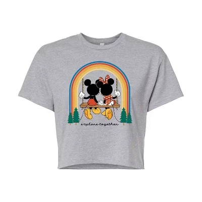 Женская укороченная футболка Disney Explore Together, серая