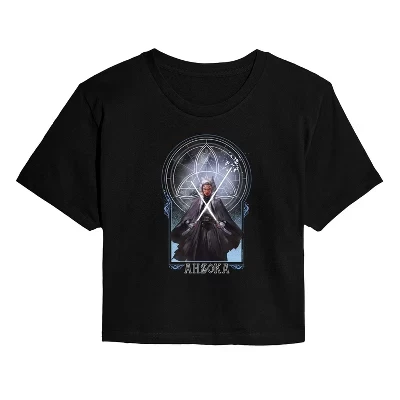 Женская укороченная футболка с рисунком Celestial Ahsoka, цвет черный