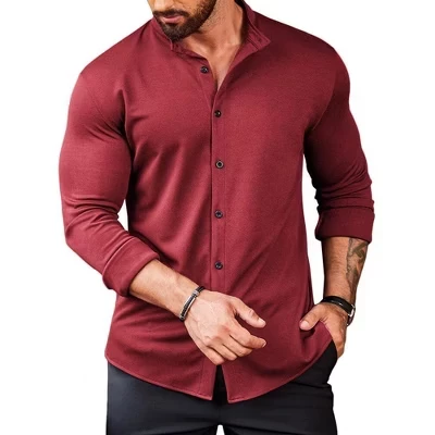 Мужская рубашка COOFANDY Slim Fit, красная