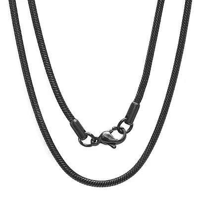 Мужская цепочка Steeltime плоская змейка 18″, черная