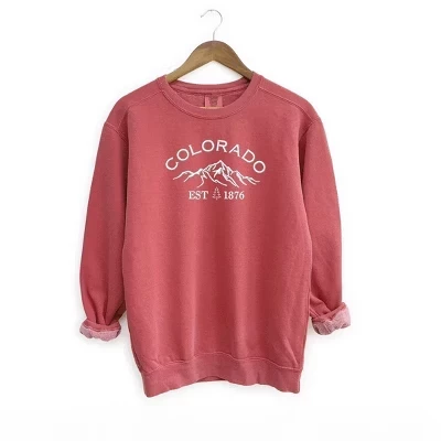 Женская толстовка с цветной графической вышивкой Colorado Mountains crimson
