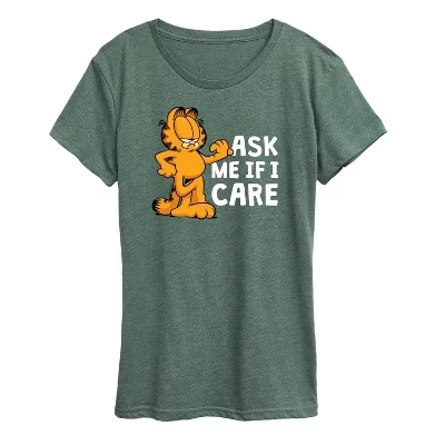 Женская футболка Garfield Ask Me If I Care, зеленая