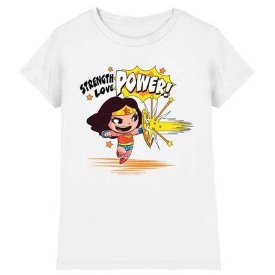 Girl's Dc Super Friends Strength Love Power T-Shirt white