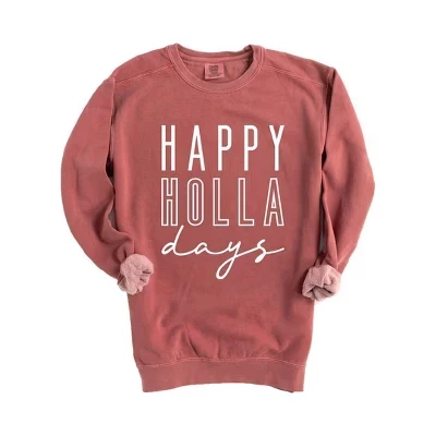 Женская одежда, окрашенная в графический цвет толстовка Happy Holla Days crimson