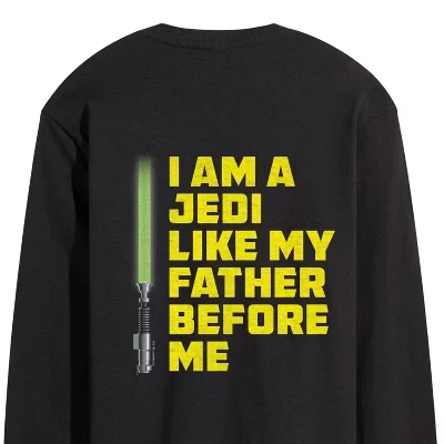 Мужская футболка с длинным рукавом и рисунком Am Jedi, черная