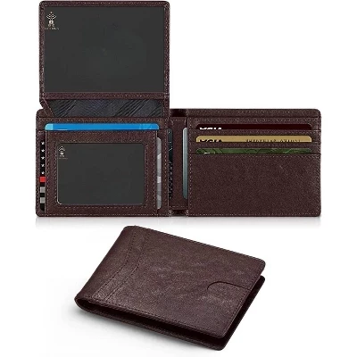 Мужской кожаный кошелек Leven Sixteen Slim RFID, коричневый
