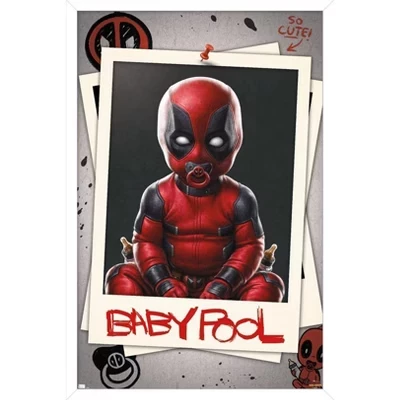 Marvel Дэдпул и Росомаха - Белый настенный плакат в рамке Babypool