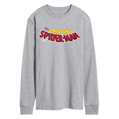 Men's -  - Spider-man Editorial Logo Long Sleeve Graphic T-Shirt athletic heather