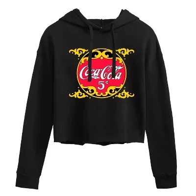 Женская укороченная толстовка с капюшоном с логотипом Coca Cola Heritage, черная