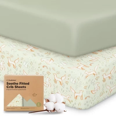 простыни для детской кроватки 2pk Soothe, нейтральные, органические, подходят для стандартного детского матраса foxtrot размером 52x28 см