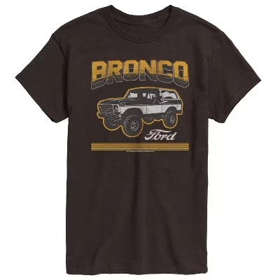 Мужская футболка Bronco SUV в полоску с коротким рукавом и графическим рисунком коричневого цвета