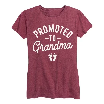 Женская футболка Instant Message «Promoted To Grandma», бордовый меланж