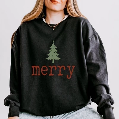 Merry Christmas Tree Stars - Женская легкая одежда, окрашенная в черный цвет.