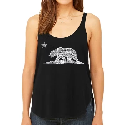 Женская струящаяся майка премиум-класса Word Art - California Bear black