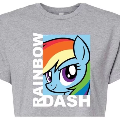 Женская укороченная футболка с рисунком Rainbow Dash в виде блока персонажей heather grey