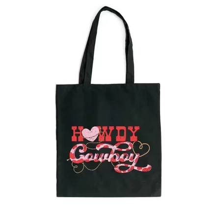 Сумка-тоут City Creek Prints Howdy Cowboy холщовая 38×41 см, черная