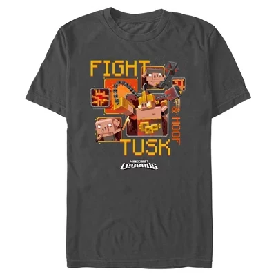 Мужская футболка Minecraft Fight Hoof & Tusk, серая