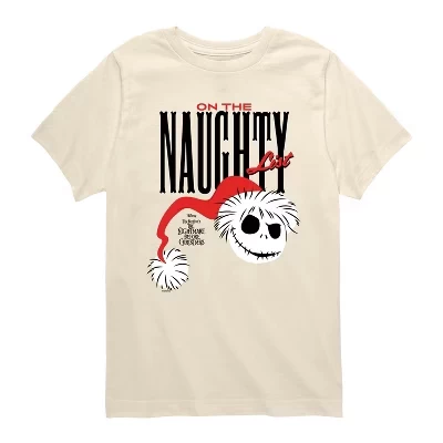 Футболка для мальчиков - Кошмар перед Рождеством - Naughty List Jack с коротким рукавом и рисунком кремового цвета