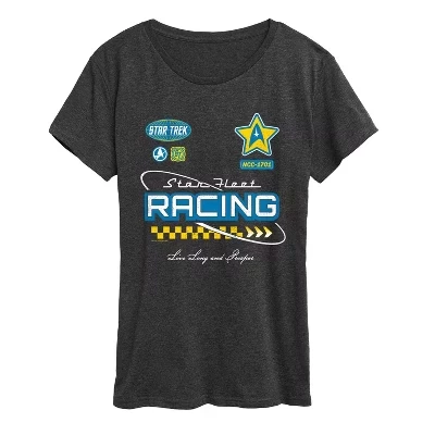 Женская футболка Star Fleet Racing из джерси с коротким рукавом и графическим рисунком heather charcoal