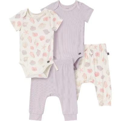 Комплект из 4-х боди и штанишек Modern Moments™ от Gerber для маленьких девочек с ракушками