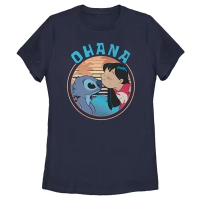 Женская футболка Ohana and a Kiss синего цвета