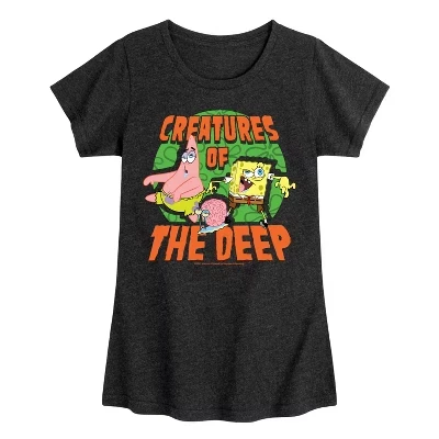 Футболка для девочек SpongeBob Creatures Deep, черная