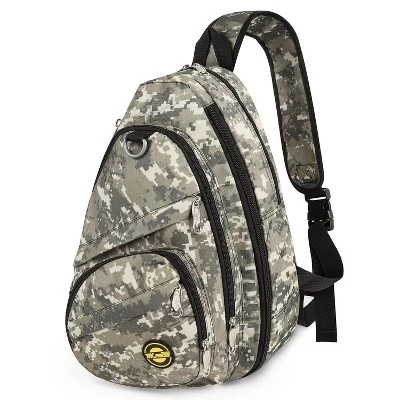 New York XPress Camouflage Crossbody Sling Bags for Men/Women w/Adjustable Strap,Expandable 14–25L,for Sports Hiking Daypack khaki