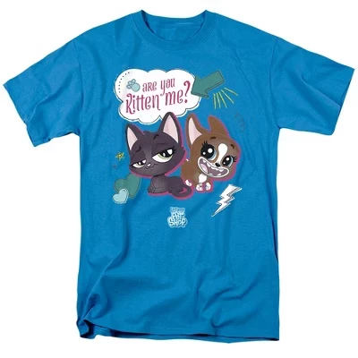 Футболка для взрослых Are You Kitten Me бирюзового цвета