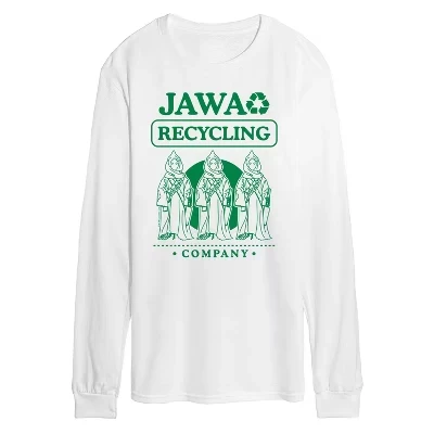 Мужская футболка Jawa Recycling с длинным рукавом и рисунком, белая