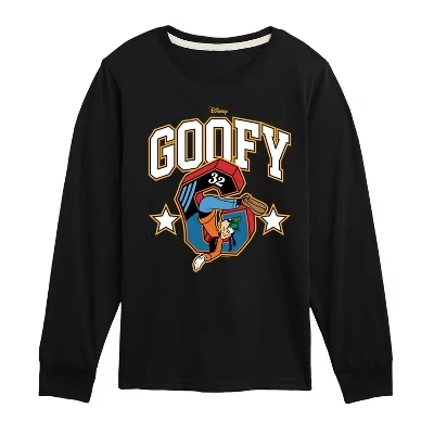 Футболка с длинным рукавом Goofy Collegiate с графическим рисунком черного цвета