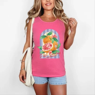 S.W.Smiley Fruits and Stripes - женская одежда, окрашенная в графический цвет майка crunchberry